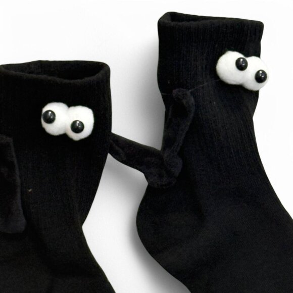 Set Of 2 Couples Unisex Black and white ghost socks holding hands. NEW - Picture 6 of 8